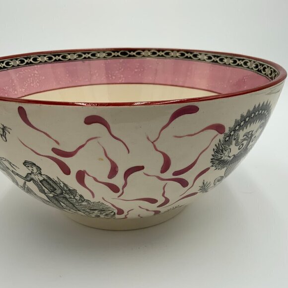 ADAMS SHIP CAROLINE PINK LUSTER PUNCH BOWL THE SHIPWRIGHT ARMS AND JAMES LEECH - Picture 5 of 9